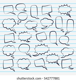 Cute set of blank bubble speech design illustration