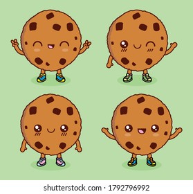Cute set of breakfast character with different emotions