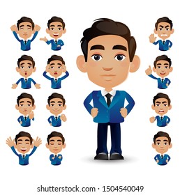 Cute Set - Set of business people with different emotion