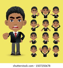 Cute Set - Set of business people with different emotion