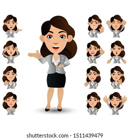 Cute Set - Set of business people with different emotion
