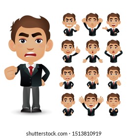 Cute Set - Set of business people with different emotion