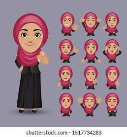 Cute Set - Set of business people with different emotion