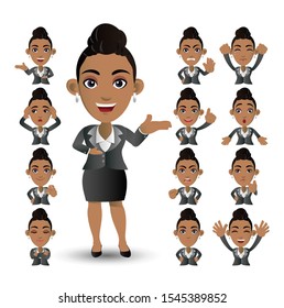 Cute Set - Set of business people with different emotion