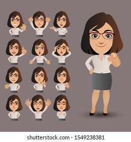Cute Set - Set of business people with different emotion