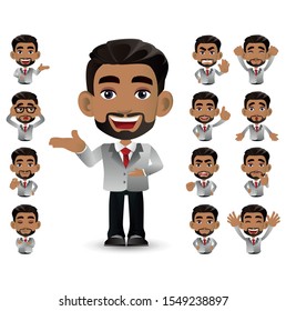 Cute Set - Set of business people with different emotion