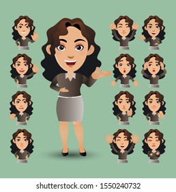 Cute Set - Set of business people with different emotion