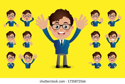 Cute Set - Set of business people with different emotion