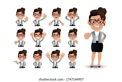 Cute Set - Set of business people with different emotion