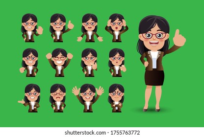 Cute Set - Set of business people with different emotion