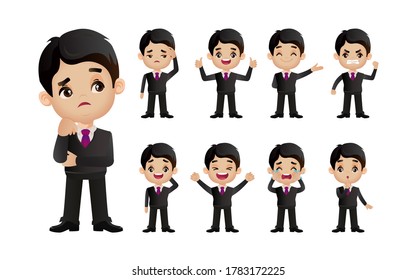 Cute Set - Set of business people with different emotion