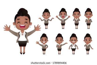 Cute Set - Set of business people with different emotion