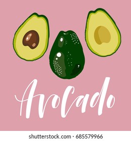 cute set with cartoon avocado