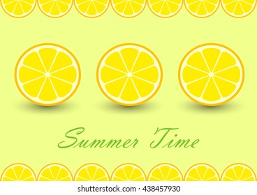 cute set with cartoon lemon and lemon slices