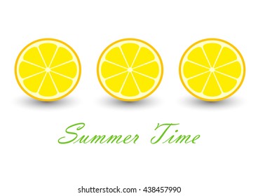 cute set with cartoon lemon and lemon slices