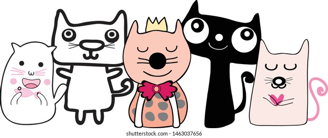 cute set of  cats  cartoon vector eps.10