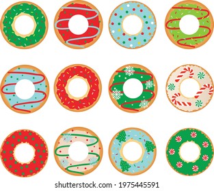 Cute set of christmas donuts clipart