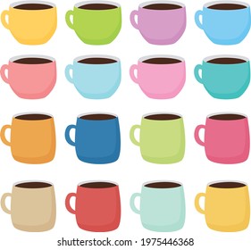 Cute set of coffee mug clipart