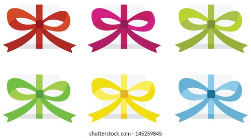 Cute set of color bows on gift boxes
