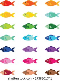 Conjunto de vector colorido de peces