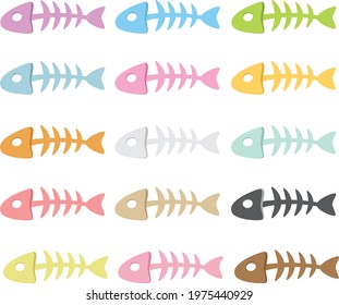 Cute set of colorful fishbone