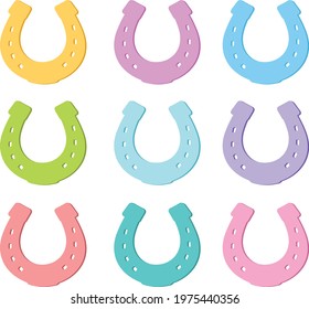 Cute Set Colorful Horseshoe Clipart Stock Vector (Royalty Free ...