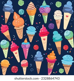Cute set of colorful Icecream pattern 