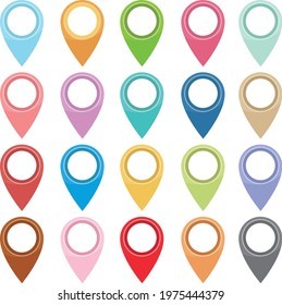 Cute set of colorful map drop pin