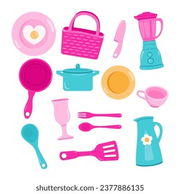 https://image.shutterstock.com/image-vector/cute-set-colorful-pink-kitchenware-260nw-2377886135.jpg