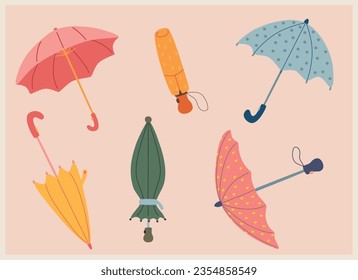 cute set of colorful umbrellas