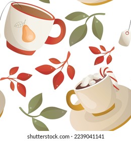 cute set with cozy things for a cozy tea party and reading