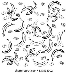 cute set of different bananas. hand-drawn illustration