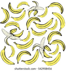 cute set of different bananas. hand-drawn illustration