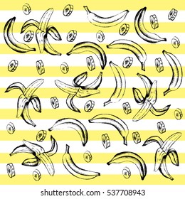 cute set of different colorful bananas. hand-drawn illustration
