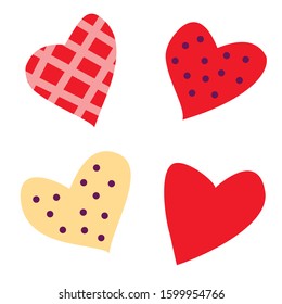  cute set of different lovely hearts for design. flat style