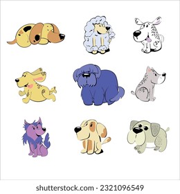 Cute set dog print design. Vector illustration design for fashion fabrics, textile graphics, prints. 