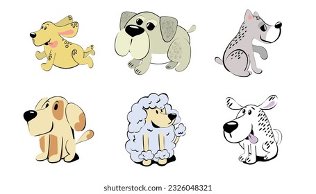 Cute set dog print design. Vector illustration design for fashion fabrics, textile graphics, prints. 