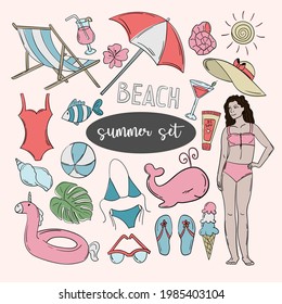 Cute set of doodles summer vacation