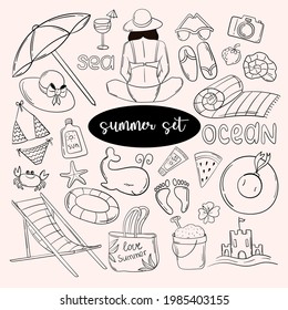 Cute set of doodles summer vacation