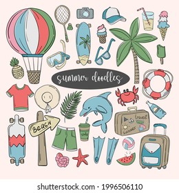 Cute set of doodles summer vacation