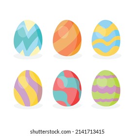 Cute set of Easter eggs with different texture. For Happy easter eggs holiday. Vector illustration isolated.