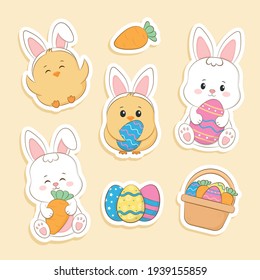 Cute set of easter stickers