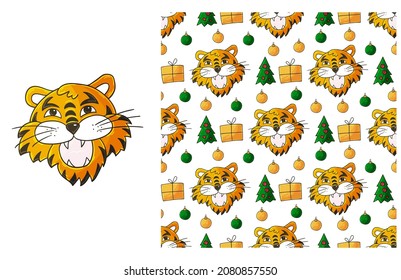 Cute Set of element and seamless pattern. Ideal for children's clothing