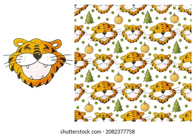 Cute Set of element and seamless pattern. Ideal for children's clothing