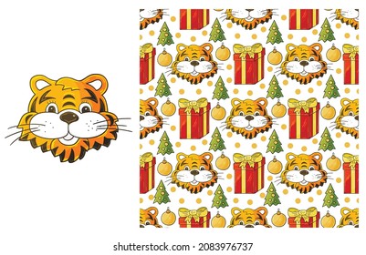 Cute Set of element and seamless pattern. Ideal for children's clothing