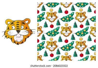 Cute Set of element and seamless pattern. Ideal for children's clothing