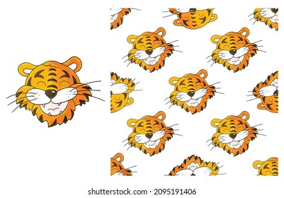 Cute Set of element and seamless pattern. Ideal for children's clothing