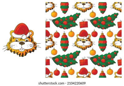 Cute Set of element and seamless pattern. Ideal for children's clothing