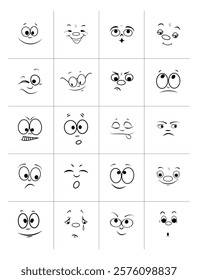 Cute set of emoticon emoji characters with different moods, pastel, white background, vector