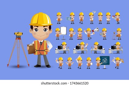 Cute Set - Set of engineer with different emotion